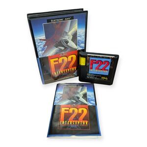 F-22 Interceptor Sega Genesis Game Electronic Arts‎ CIB 1991 Flight Sim 7015